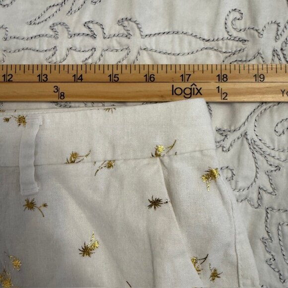 Old Navy Women's Everyday Linen Blend Shorts Gold Palm Trees Beachy, Size 12 - Picture 8 of 12